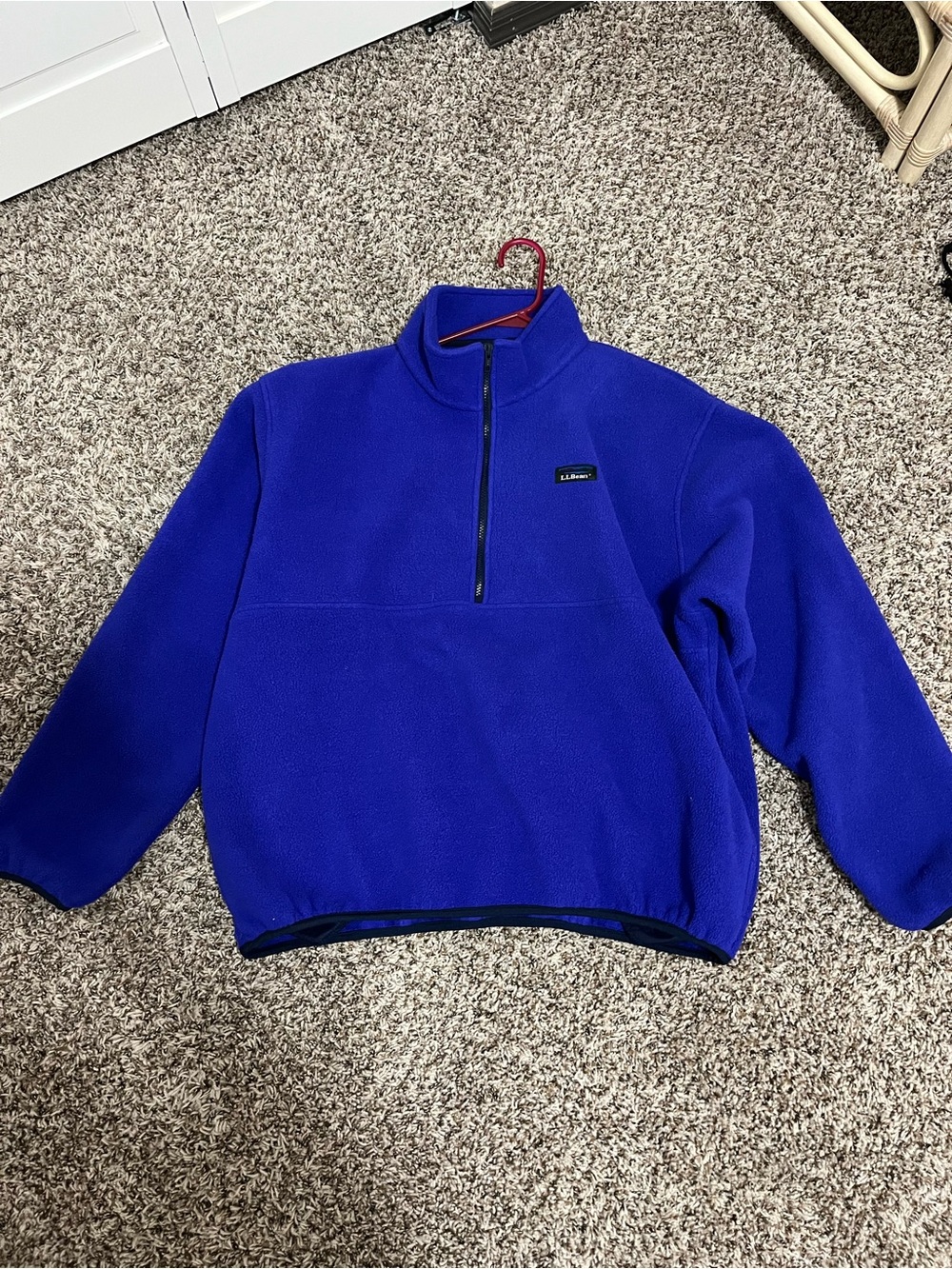 L.L. Bean Bright Royal Blue Half-Zip Teddy Fleece Jacket